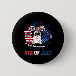 4. Juli Amerikanische Flagge Drei Rot Weiße Pug Bl Button