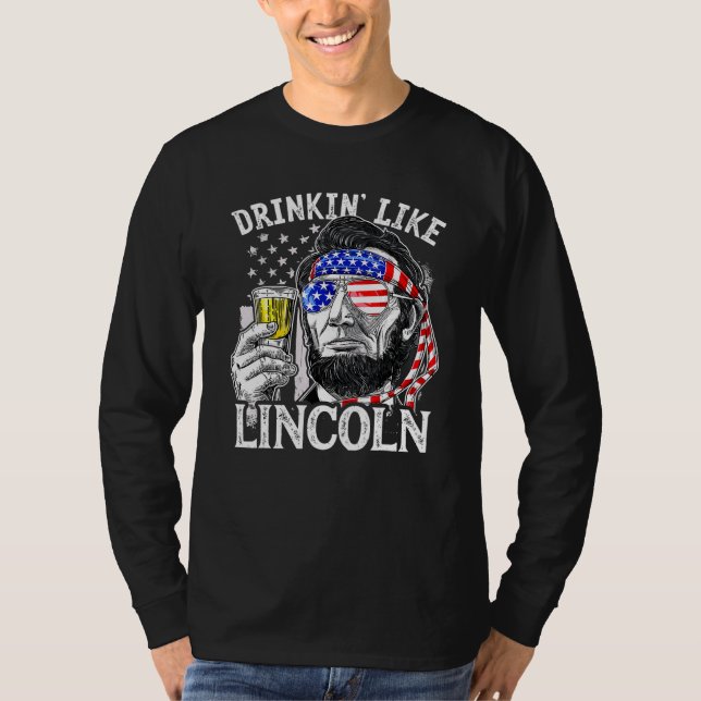 4. Juli amerikanische Flagge Drink like Ben Drinki T-Shirt (Vorderseite)