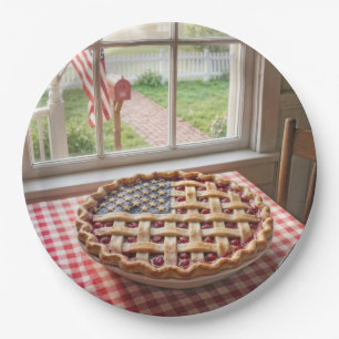 4. Juli Amerikanische Flagge Kirschkuchen Pappteller