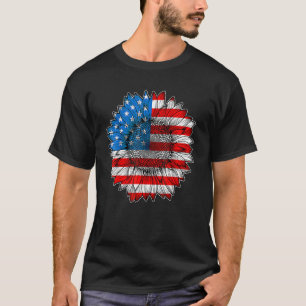 4. Juli Amerikanische Flagge Sonnenblume Patriotis T-Shirt