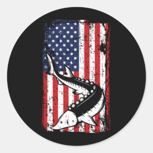 4. Juli Amerikanische Flagge Störfischen Vater Runder Aufkleber