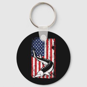 4. Juli Amerikanische Flagge Störfischen Vater Schlüsselanhänger