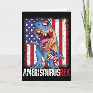 4. Juli Amerikanische Flagge USA Dino Amerisaurus  Karte