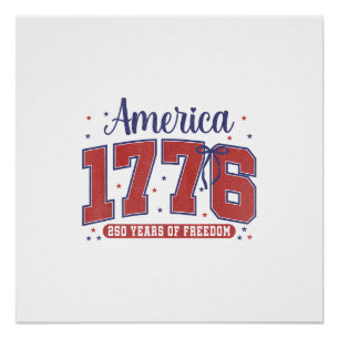 4. Juli Amerikanische Flagge Vintage 250 Jahre 177 Poster