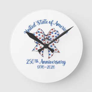 4. Juli Amerikanische Flagge Vintage 250 Jahre 177 Runde Wanduhr