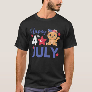 4. Juli Amerikanische Katze Für Kinder Cute Usa Ka T-Shirt