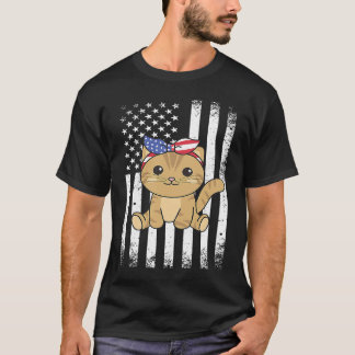 4. Juli Amerikanische Katze Für Kinder Cute Usa Ka T-Shirt
