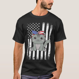4. Juli Amerikanische Katze Für Kinder Cute Usa Ka T-Shirt