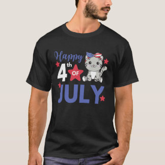 4. Juli Amerikanische Katze Für Kinder Süße Usa Ka T-Shirt