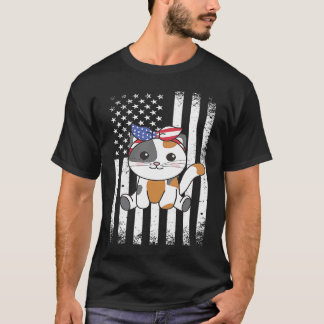 4. Juli Amerikanische Katze Für Kinder Süße Usa Ka T-Shirt