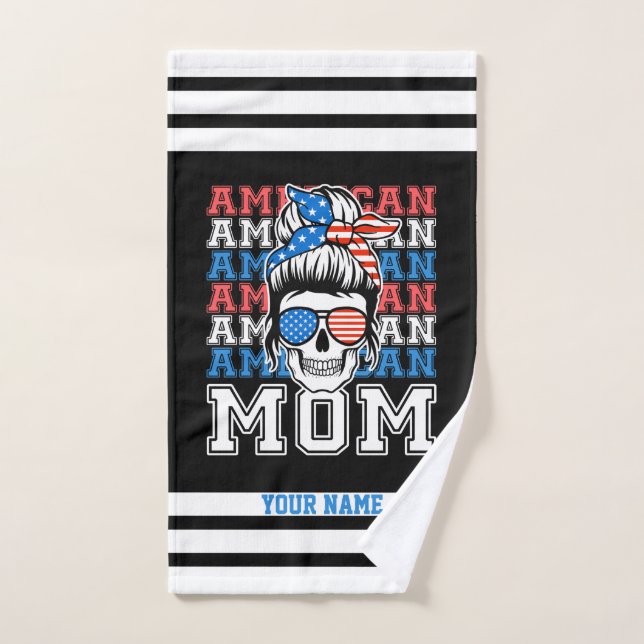 4. Juli Amerikanische Mama Patriotic Personalisier Badhandtuch Set (Handtuch)
