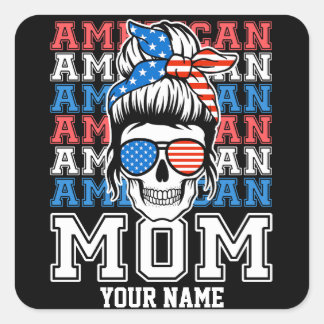 4. Juli Amerikanische Mama Patriotic Personalisier Quadratischer Aufkleber