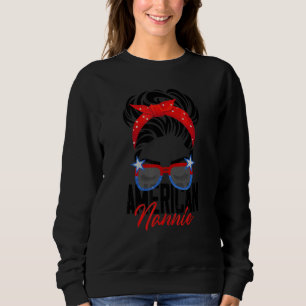 4. Juli Amerikanische Nannie Unordentlicher Knoten Sweatshirt