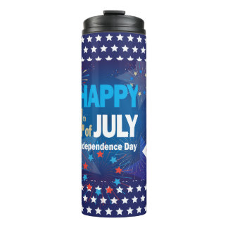 4. Juli Amerikanische USA-Flagge Herz-Flagge Feuer Thermosbecher