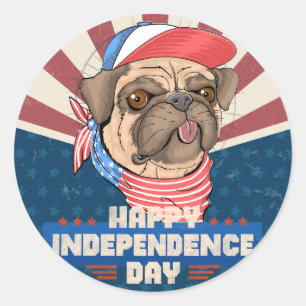 4. Juli: Amerikanischer Bulldogge-Unabhängigkeitst Runder Aufkleber