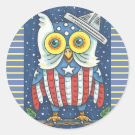 4. JULI - AMERIKANISCHER HOOT OWL STICKERS RUND *B