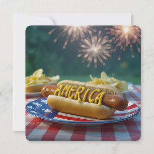 4. Juli Amerikanischer Hot Dog Einladung