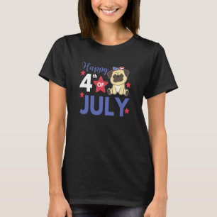 4. Juli Amerikanischer Mops für Kinder Süßer USA-M T-Shirt