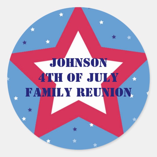 4. Juli Amerikanischer Star Streifen rot blau Runder Aufkleber (Vorderseite)