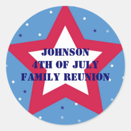 4. Juli Amerikanischer Star Streifen rot blau Runder Aufkleber