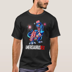 4. Juli Amerisaurus Rex Dinosaur Feuerwerke Pat T-Shirt