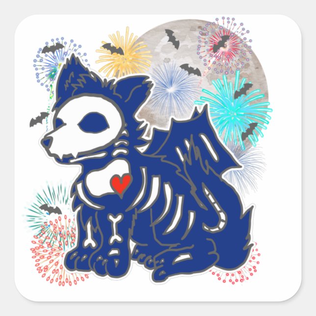 4. Juli Anime Wolf Emo Gothic Patriotic Quadratischer Aufkleber (Vorderseite)