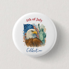 4. Juli Aquarell Adler Patriotic Button