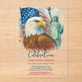 4. Juli Aquarell Adler Patriotisches Party Acryleinladungen