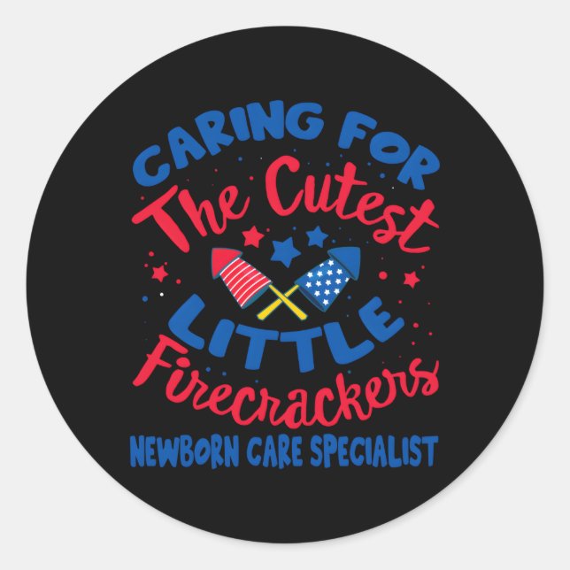 4. Juli Arbeit und Lieferung Krankenpflege Neugebo Runder Aufkleber (Vorderseite)