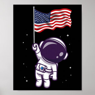 4. Juli Astronaut Usa Amerikanische Flagge Lustig Poster
