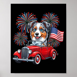 4. Juli Australian Shepherd Hund Lustig Poster