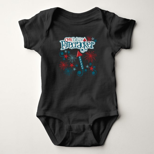 4. Juli Baby Black One Stück Strampler (Vorderseite)
