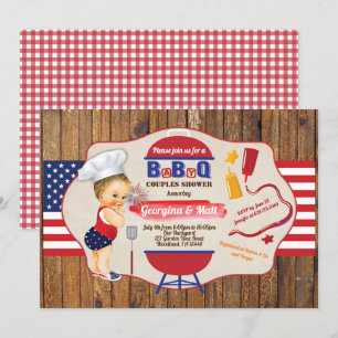 4. Juli Baby-Junge Paare Baby-Party BBQ-Party Einladung