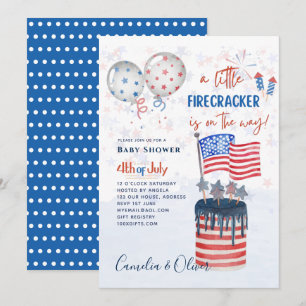 4. Juli BABY SHOWER INVITE Firecracker Cake Flag Einladung