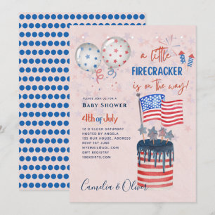 4. Juli BABY SHOWER INVITE Firecracker Cake Flag Einladung
