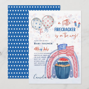4. Juli BABY SHOWER INVITE Firecracker Cupcake Einladung