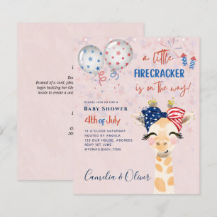 4. Juli BABY SHOWER INVITE Firecracker Giraffe