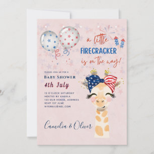4. Juli BABY SHOWER INVITE Firecracker Giraffe Einladung