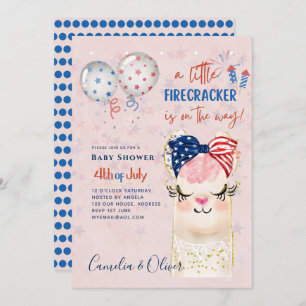 4. Juli BABY SHOWER INVITE Firecracker Llama Einladung