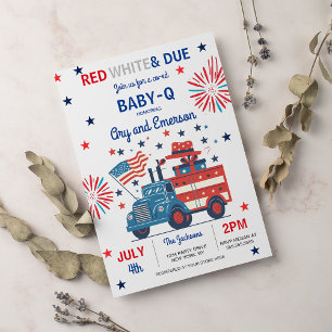 4. Juli Babydusche Baby-Q Babydusche Juli GRILLEN  Einladung