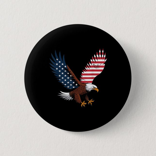 4. Juli Bald Eagle USA American Flag Patriotic Button (Vorderseite)