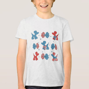 4. Juli Ballon Dog & Amp; Bows Patriotic Indep Tri-Blend Shirt
