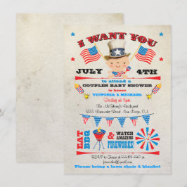 4. Juli Barbecue Grillen Baby Duwer Einladungen