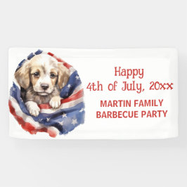 4. Juli Barbecue Party American Flag Welpe Banner