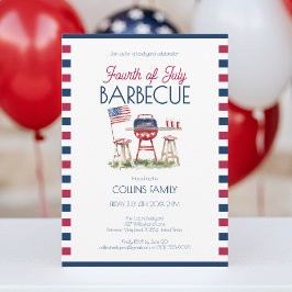 4. Juli Barbecue Wasserfarbenflagge Sommerliches P Einladung