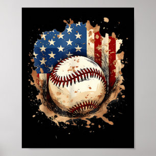 4. Juli Baseball-Drip-Eiscreme Patriotisch Amer Poster