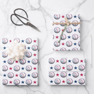 4. Juli Baseball Geschenkpapier Set