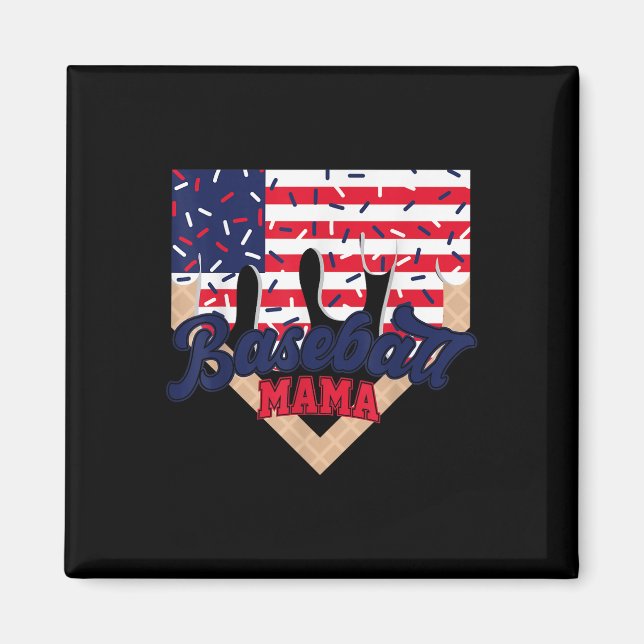 4. Juli Baseball Mama Eis Drip Baseball Mama Magnet (Vorne)