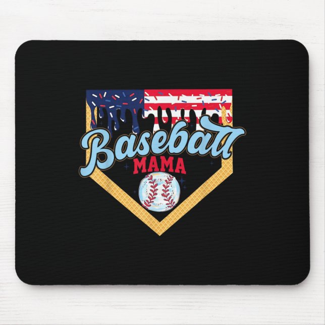 4. Juli Baseball Mama Eis Drip Baseball Mama Mousepad (Vorne)