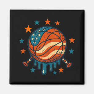 4. Juli Basketball Tropfen Patriotic American Fla Magnet